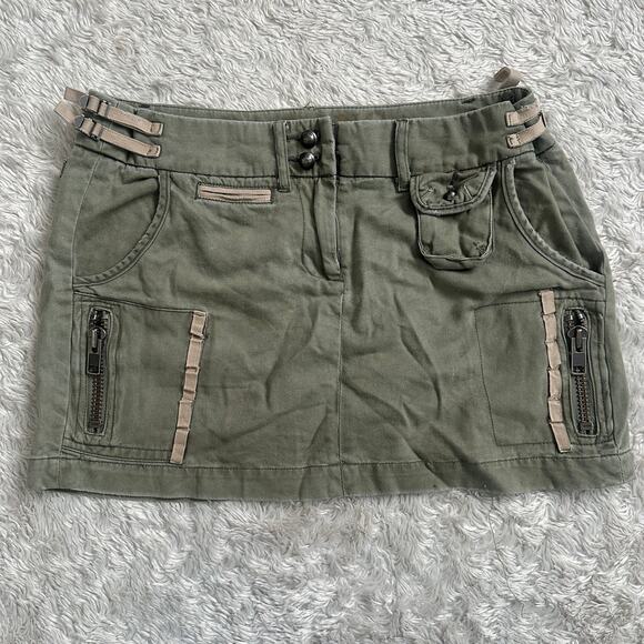 DA NANG S Vintage Y2K Cargo Army Green Mini Skirt Military Utility Tactical - Picture 1 of 9